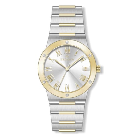 ساعة رجالي  بروجيه 23008 فضي وذهبي ميناء ابيض