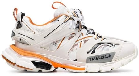 BALENCIAGA TRACK  WHITE & ORANGE logo-detailed mesh and rubber sneakers