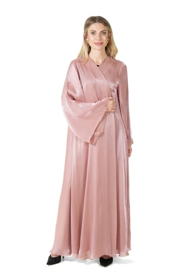 عباية وردي كلوش ناعمة وفاخرة - II Silky Abaya