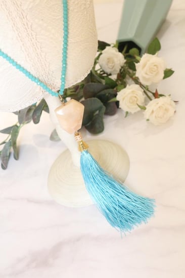 سلسله خرز سماوي مع حجر بيج وتيزل سماوي