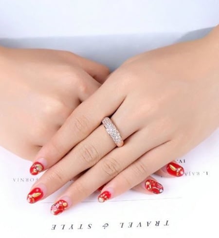 خاتم نسائي مطلي بالذهب مقاس 7.25 أمريكي