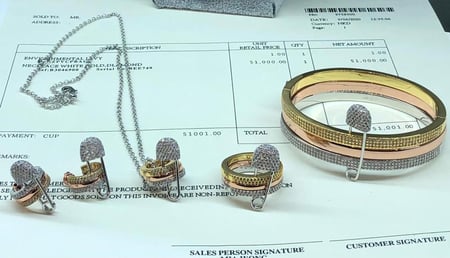 طقم اكسسوار كامل حلقات دائرية مزينة بدبوس لون فضي ذهبي روز جولد