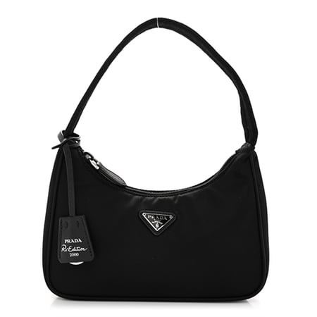 حقيبة برادا بسحاب سافيانو Re-Edition بلاك 23سم