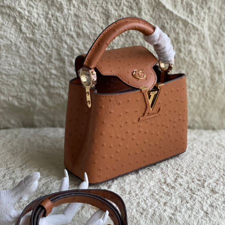 حقيبة لويس فيتون كابيسين لون بني مع شعار ذهبي