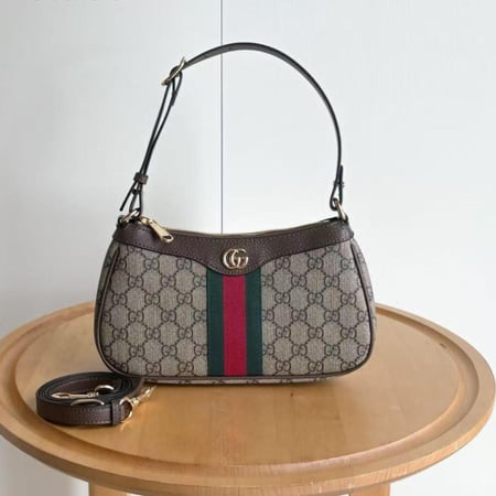 شنطه صغيره قوتشي أوفيديا بلون بني وبيج نقشة GG