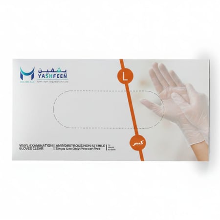 [كرتون] قفاز شفاف فينيل كبير L من يشفين - 70 حبة × 10 باكت