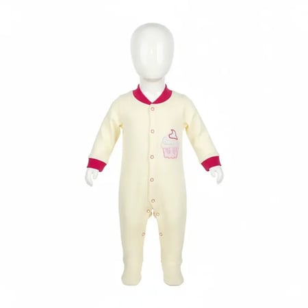 أفارول مواليد كب كيك قطني ناعم - قطعة واحدة بجوارب متصلة وأزرار