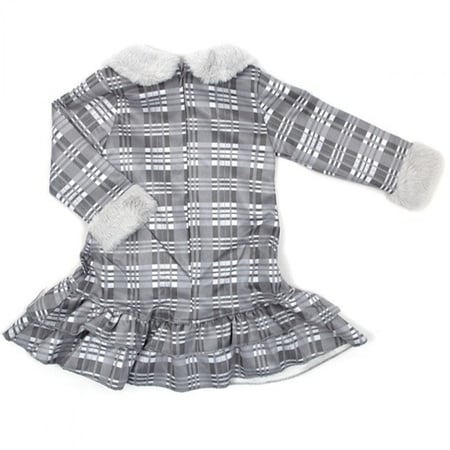 فستان أطفال شتوي كاروهات بياقة فرو ناعمة - إطلالة دافئة وأنيقة