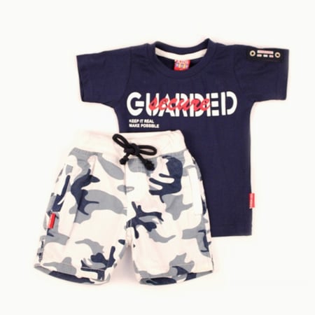 طقم ولادي صيفي قطعتين "المستكشف الصغير" - تيشيرت قطني وشورت مموه مريح