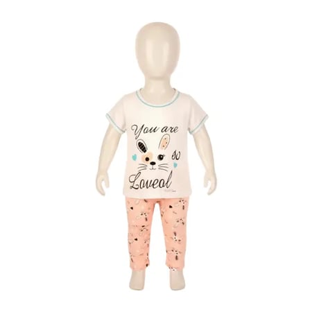 طقم صيفي بناتي "الأرنبة المحبوبة" قطعتين - تيشيرت قطني ناعم وبنطال مطاطي مريح