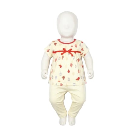 بجاما مواليد بناتي نقشات المناطيد الملونة قطعتين