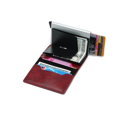 محفظة ذكية  بزر لاخراج البطايق تستوعب 8 بطايق