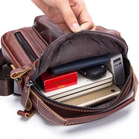 حقيبة كروسبودي للرجال جلد طبيعي للأعمال