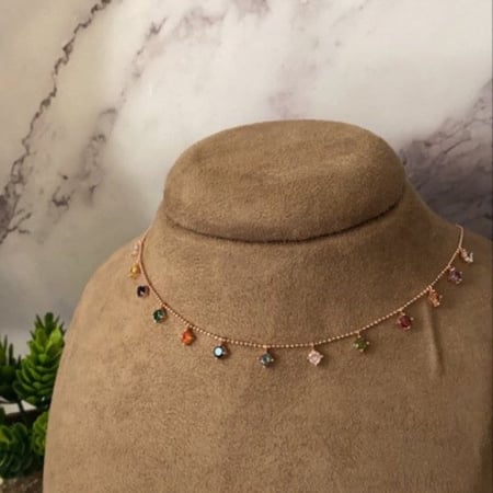 تشوكر colorful فضة استرلينية عيار 925 - Rose Gold