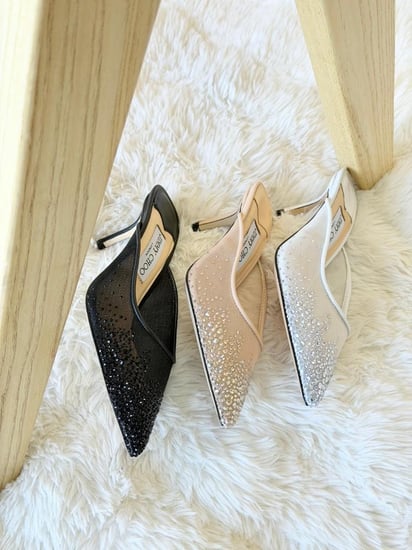 Jimmy Choo Crystal Mesh Mule Heels