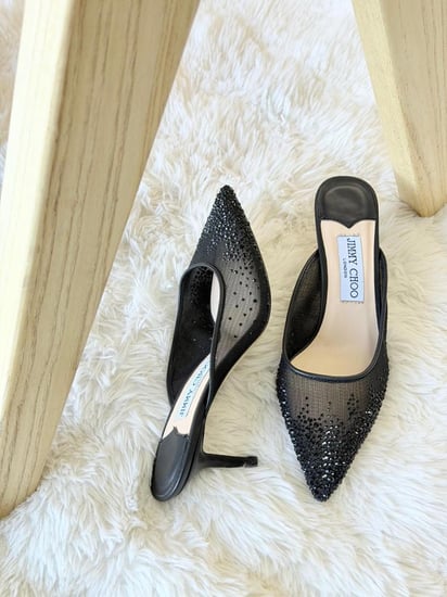 Jimmy Choo Crystal Mesh Mule Heels