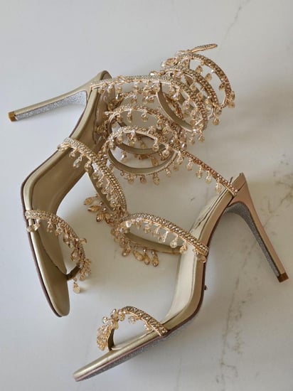 Rene Caovilla Crystal Wrap Heel Sandals