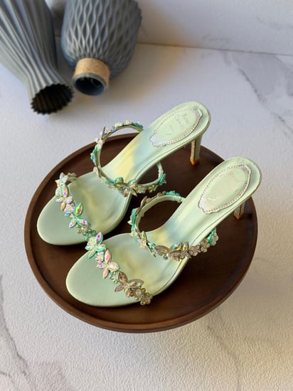 Rene Caovilla Crystal Floral High Heel Sandals
