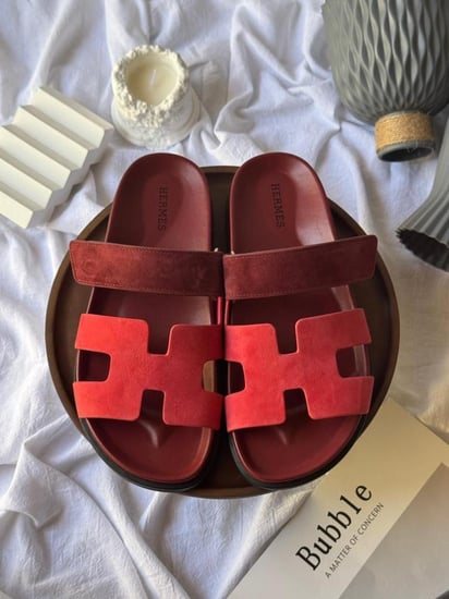 Hermès Chypre Sandals Red Suede
