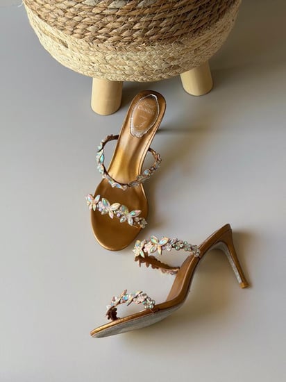 Rene Caovilla Crystal Butterfly Strap Heels