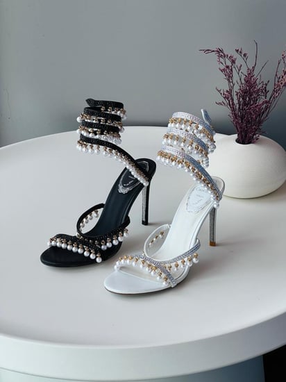 Rene Caovilla Pearl Crystal Spiral Sandals