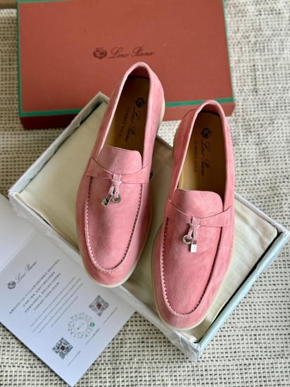 Loro Piana Summer Walk Suede Loafers – Pink
