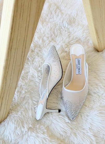 Jimmy Choo Crystal Mesh Mule Heels