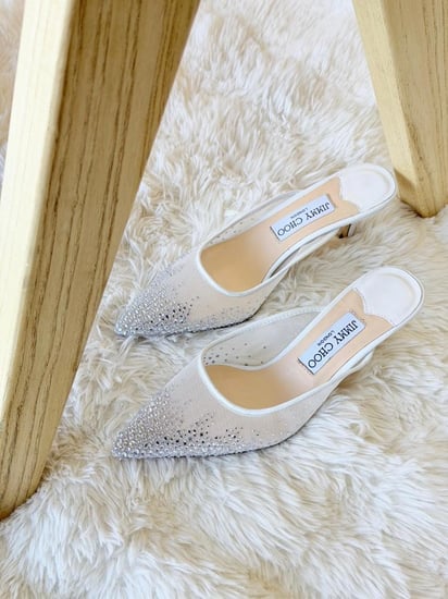 Jimmy Choo Crystal Mesh Mule Heels