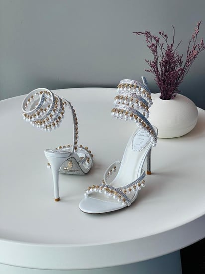 Rene Caovilla Pearl Crystal Spiral Sandals
