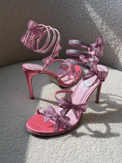Red Reina Crystal Bow Heels