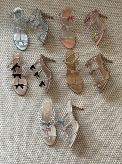 Rene Caovilla Crystal Bow Ankle Strap Sandals