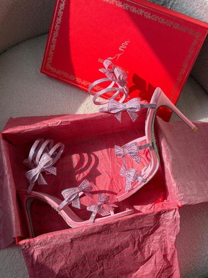 Red Reina Crystal Bow Heels