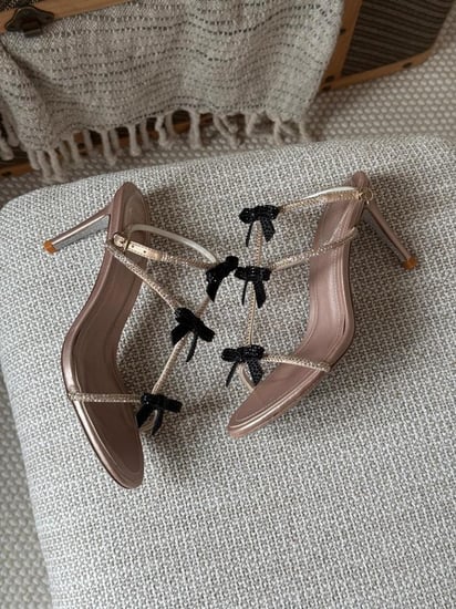 Rene Caovilla Crystal Bow Ankle Strap Sandals