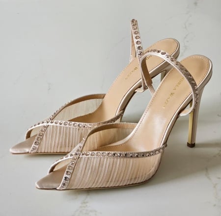 Andrea Wazen Mesh Crystal Heels