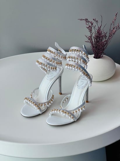 Rene Caovilla Pearl Crystal Spiral Sandals