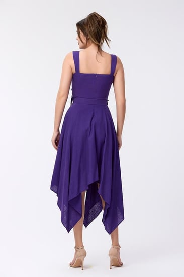 فستان كتان بنفسجي مع كريستال