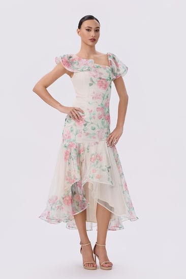 فستان بيج بنقشة الزهور