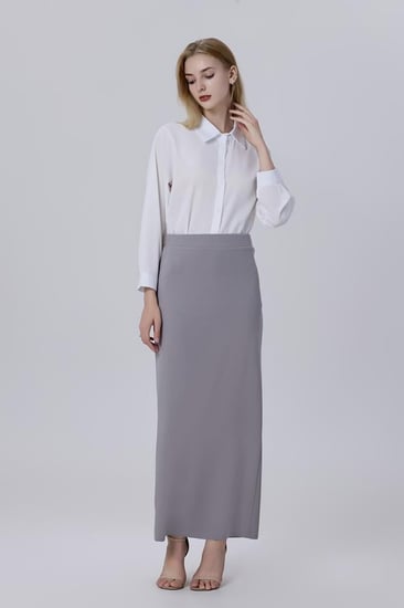 تنورة كريب استرتش رصاصي