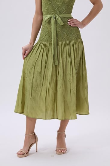 فستان ميدي أخضر كيوي