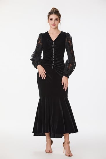 فستان مخمل و دانتيل