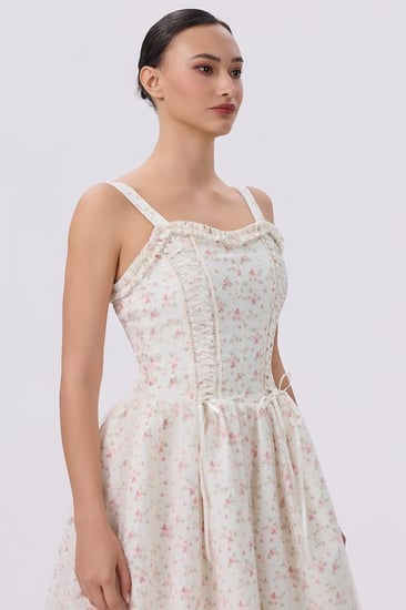 فستان سكري بنقشة الزهور