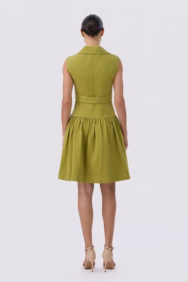 فستان قصه الجاكيت قصير باللون الأخضر الكيوي