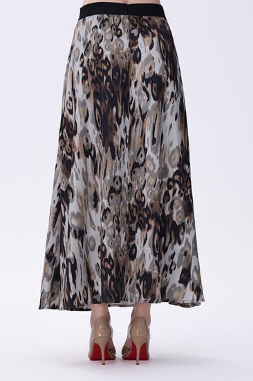 تنورة بطبعة حيوانية بألوان ترابية