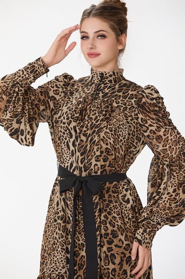 فستان شيفون نقشة الفهد