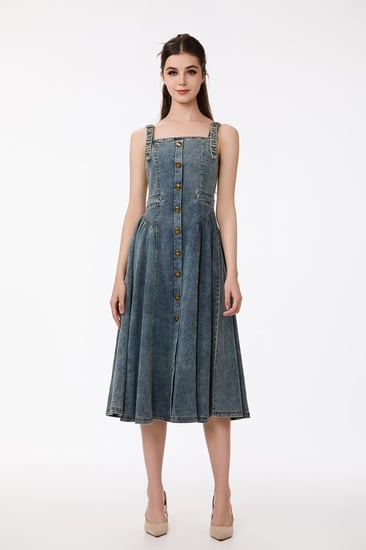 فستان جينز قصة كورسية