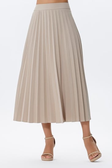 تنورة بليسية بيج  ميدي