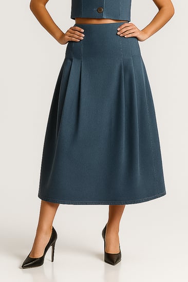 تنورة جينز بكسرات جانبية