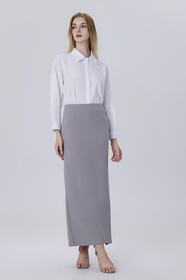 تنورة كريب استرتش رصاصي