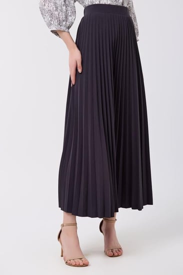 تنورة كلوش مكسر رصاصي غامق