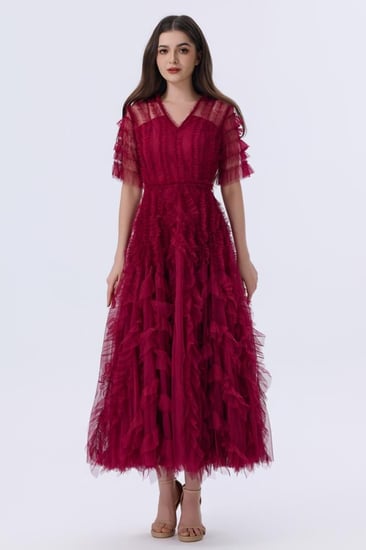 فستان عنابي